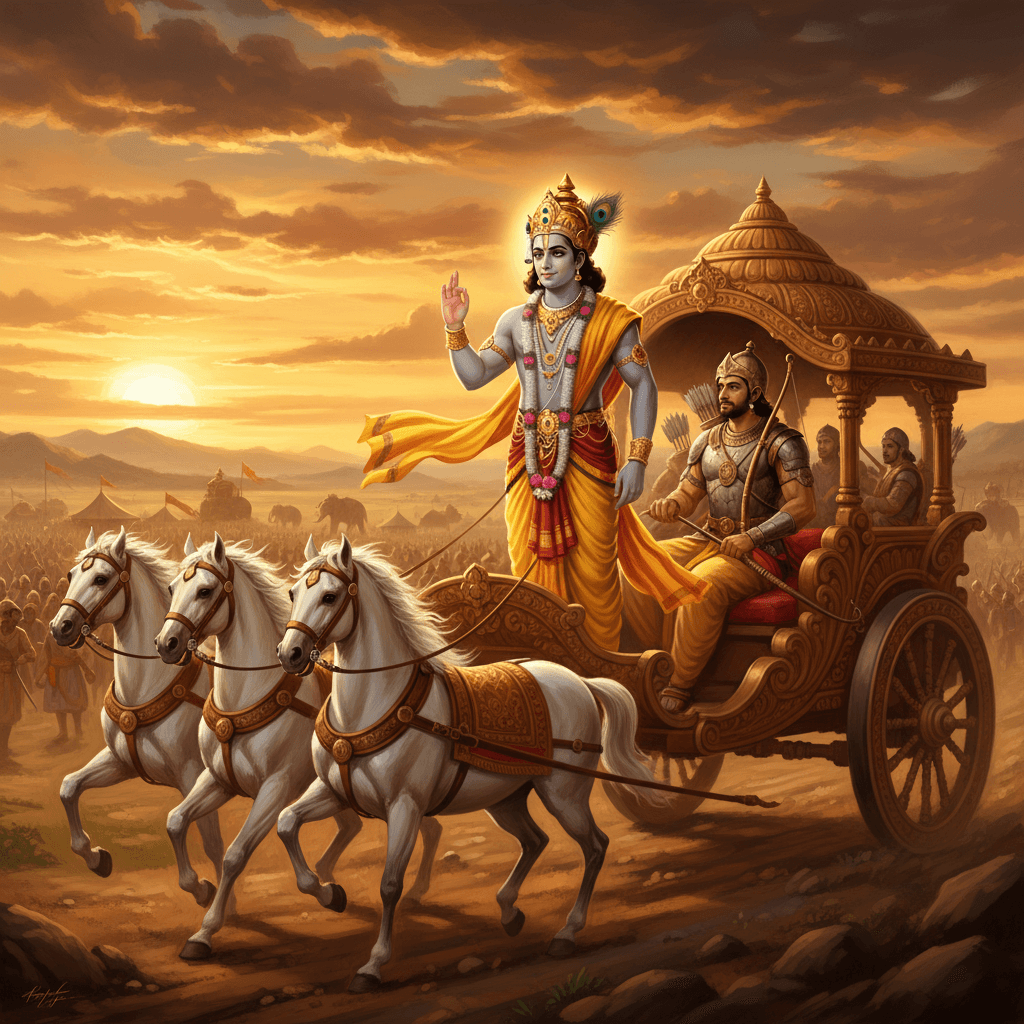 Krishna teaching Arjuna — ancient wisdom for modern minds