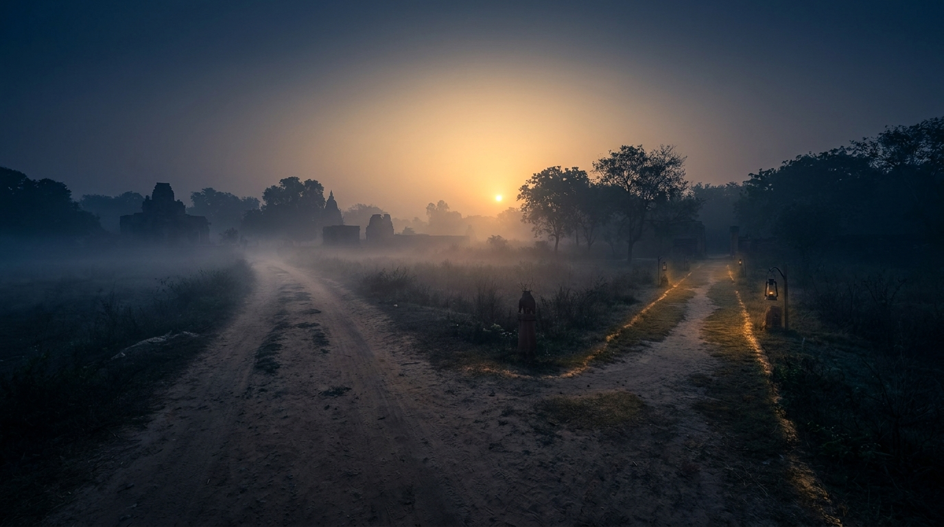 One path worn and familiar; another, quieter, glowing faintly — your own dharma. Learn to walk it without fear.